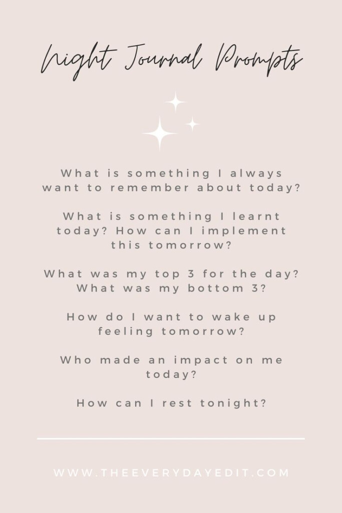 Night Journal Prompts Journaling Prompts For Your Nighttime Routine 