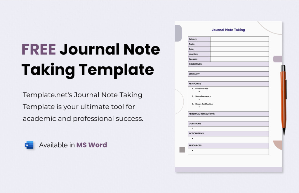 Note Taking Template In Word FREE Download Template