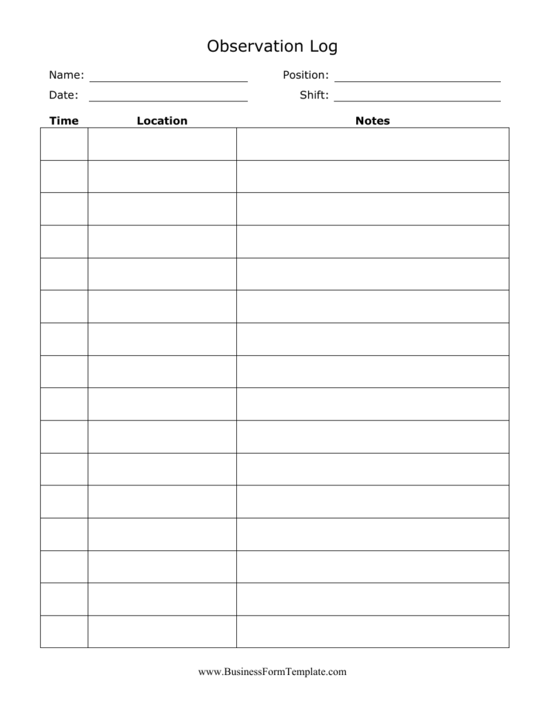 Observation Log Template Fill Out Sign Online And Download PDF 