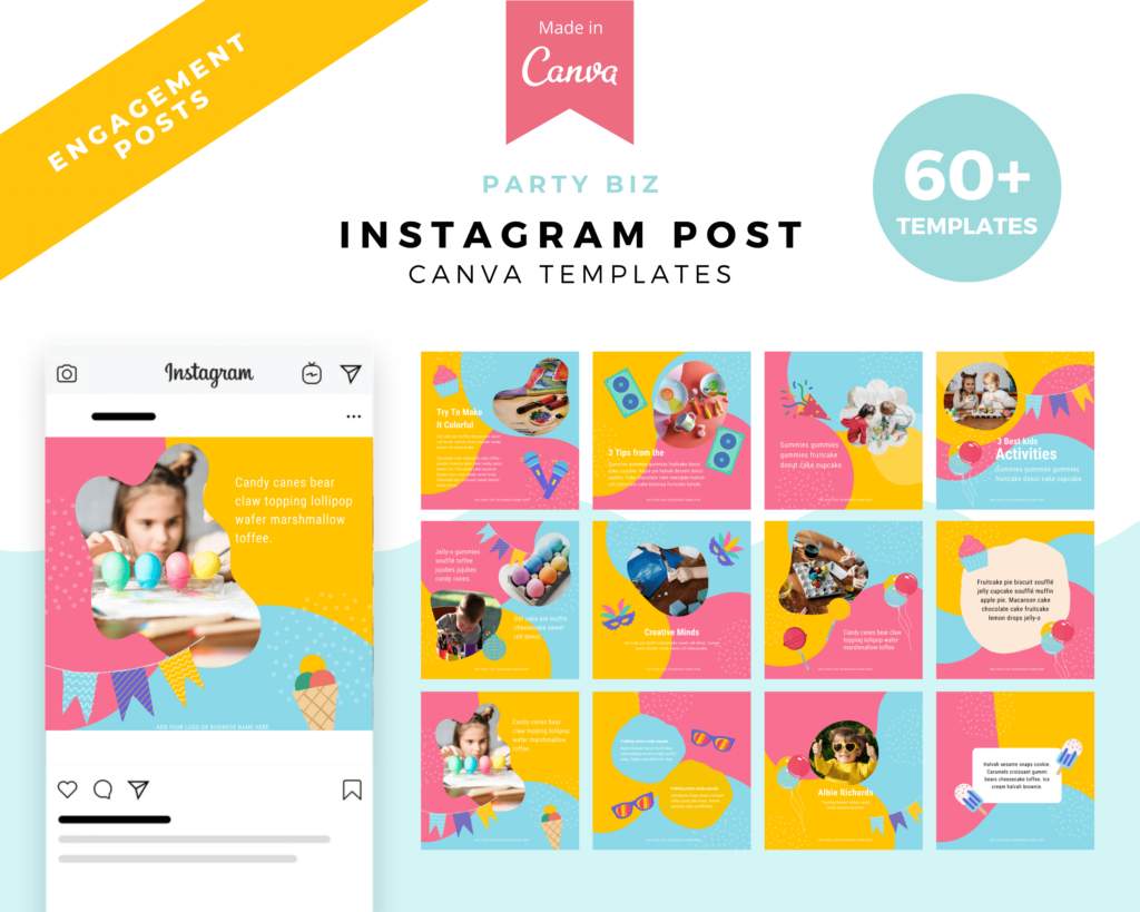 Party Biz Instagram Post Templates Canva Template Instagram Template 