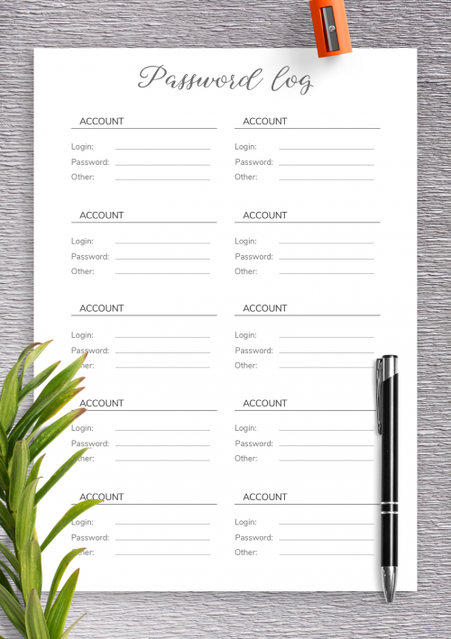 Password Log Template 10 Free Printable Word Excel PDF Formats 