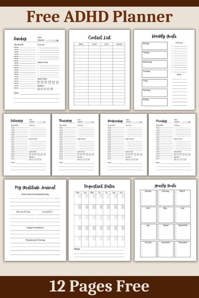 Printable Adhd Daily Planner Template Printable Word Searches
