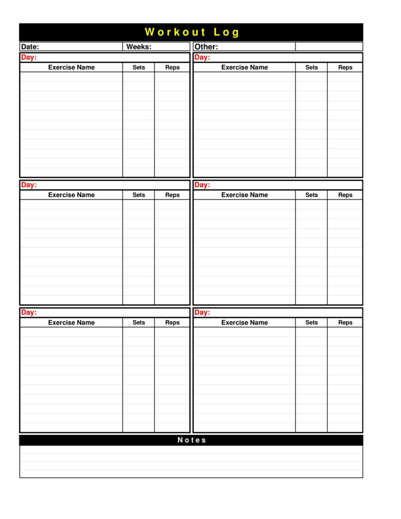 Printable Workout Journal