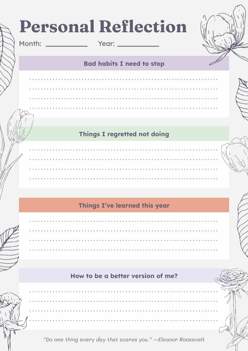 Reflective journal template journal templates