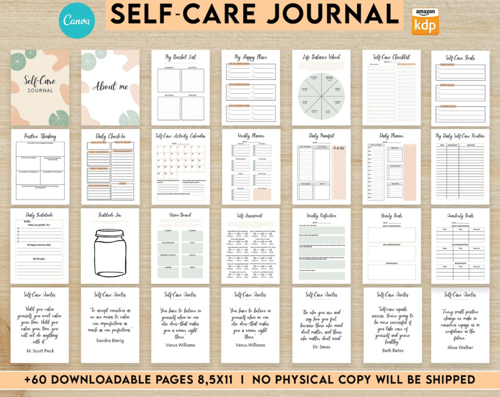 Self care Self Love Wellness Guided Journal With 63 Editable Etsy