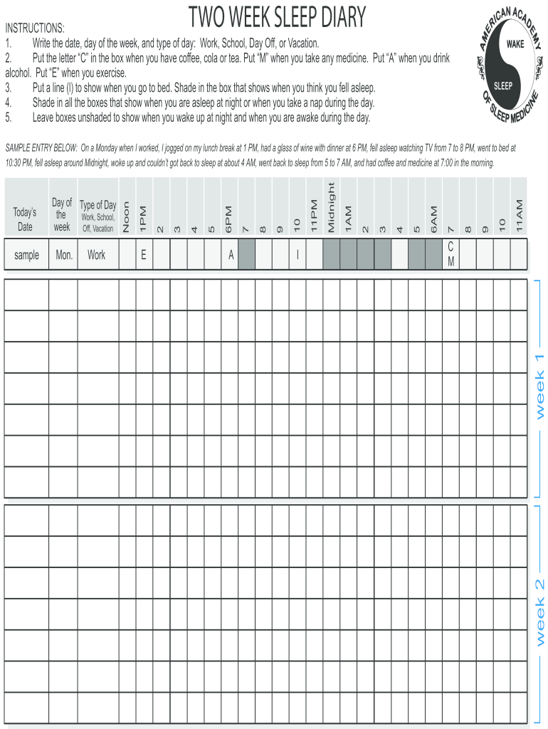 Sleep Diary Fill Online Printable Fillable Blank PdfFiller