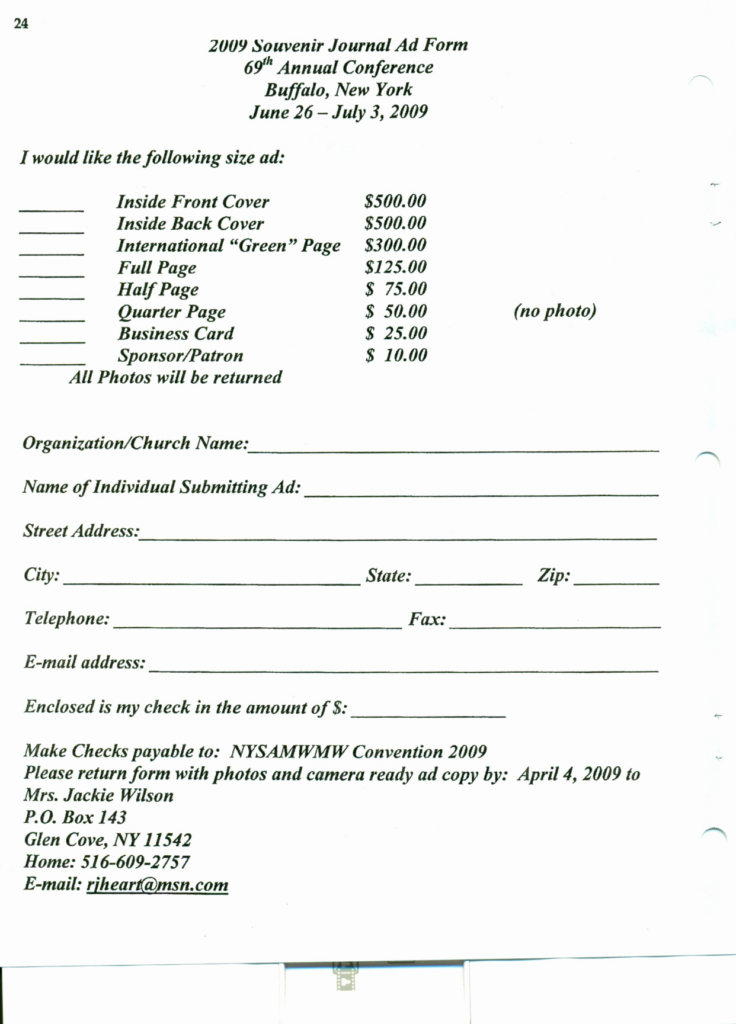 Souvenir Booklet Ad Template