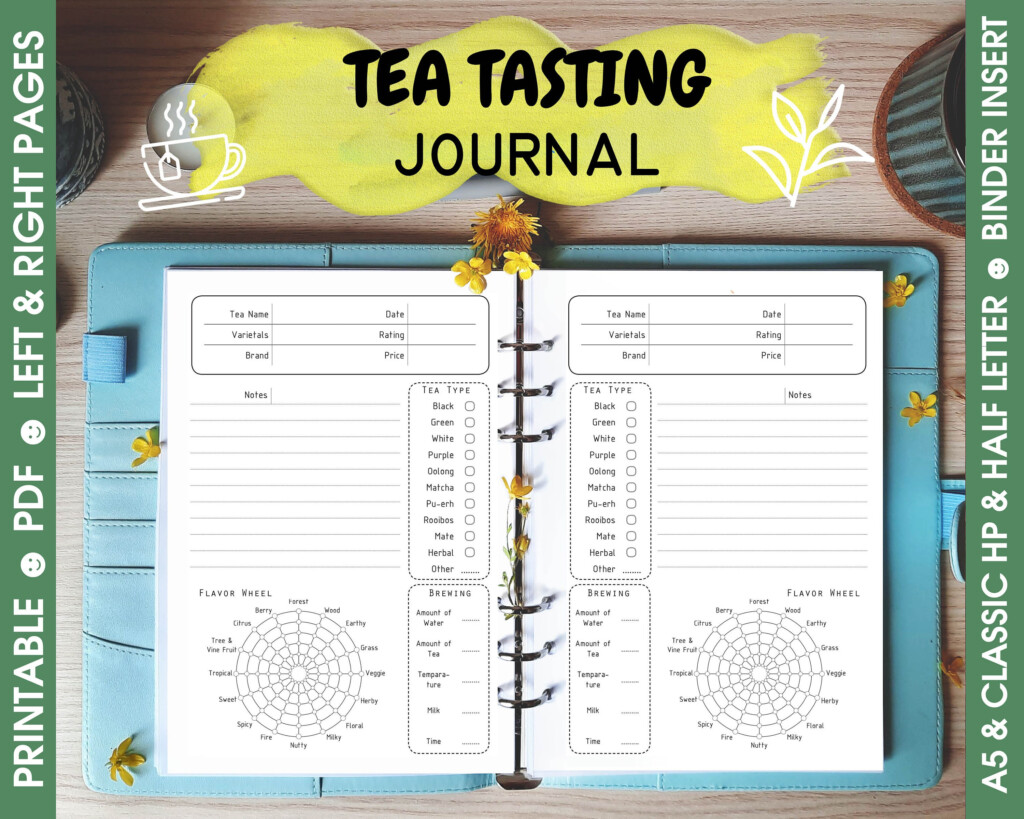 Tea Journal Printable Binder Inserts Tea Tasting Book With A Etsy