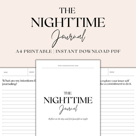 The Nighttime Journal Printable Night Journal Prompts Etsy Australia