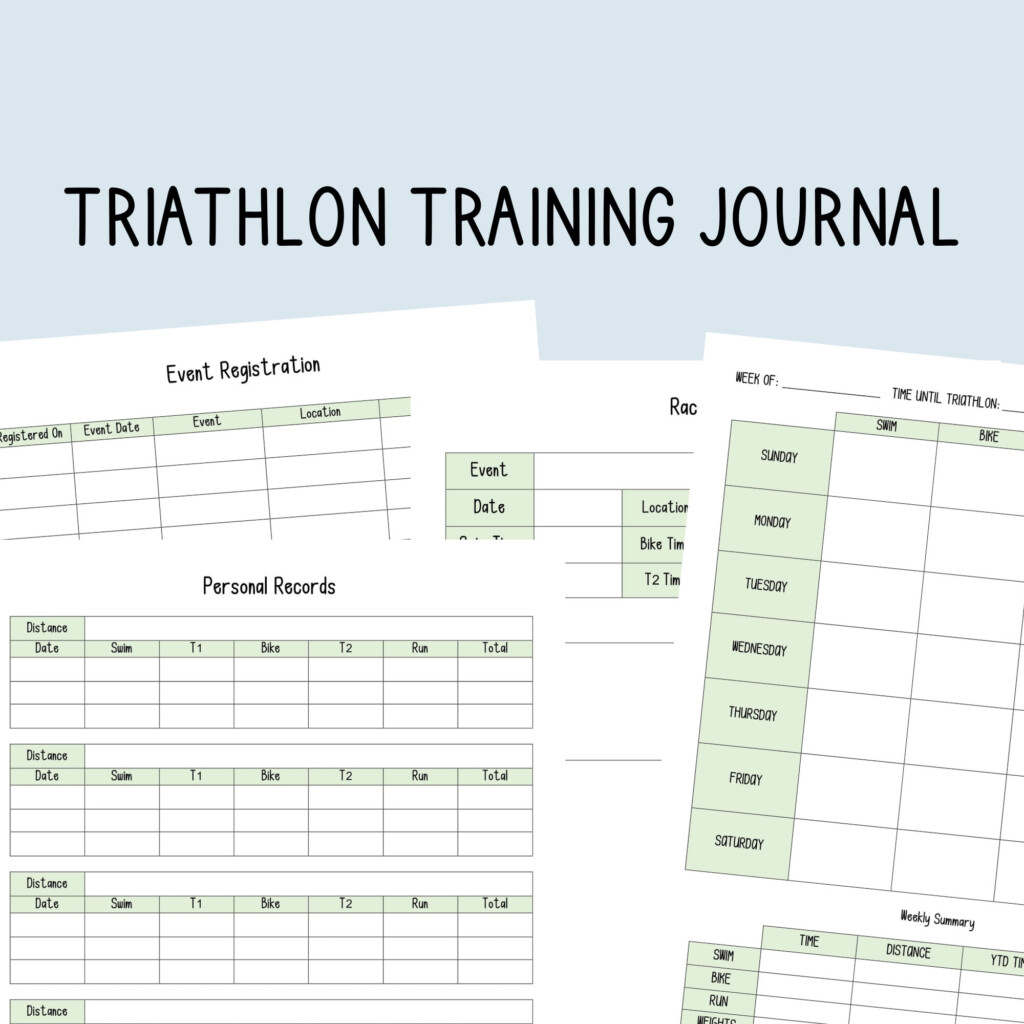 Triathlon Training Journal Digital File Log For Tracking Achievements 