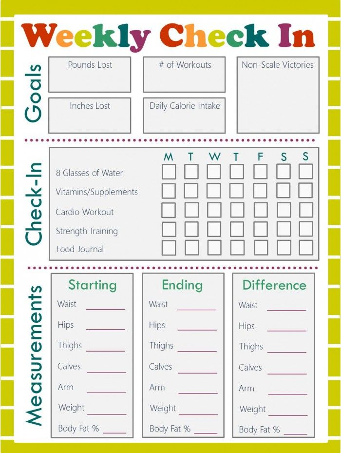 Weekly Food And Exercise Log Free Printable