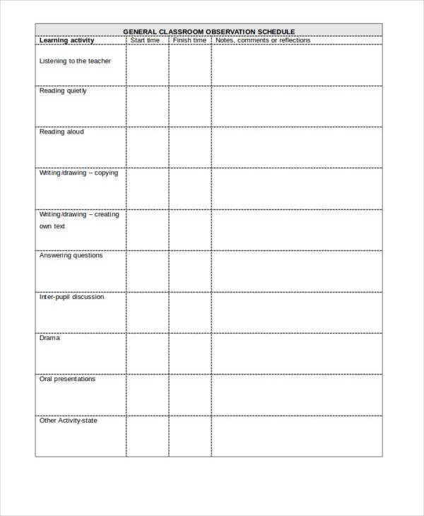 What Is Observation Sheet Free Printable Templates