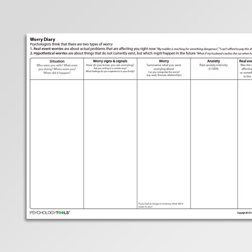 Worry Diary Psychology Tools