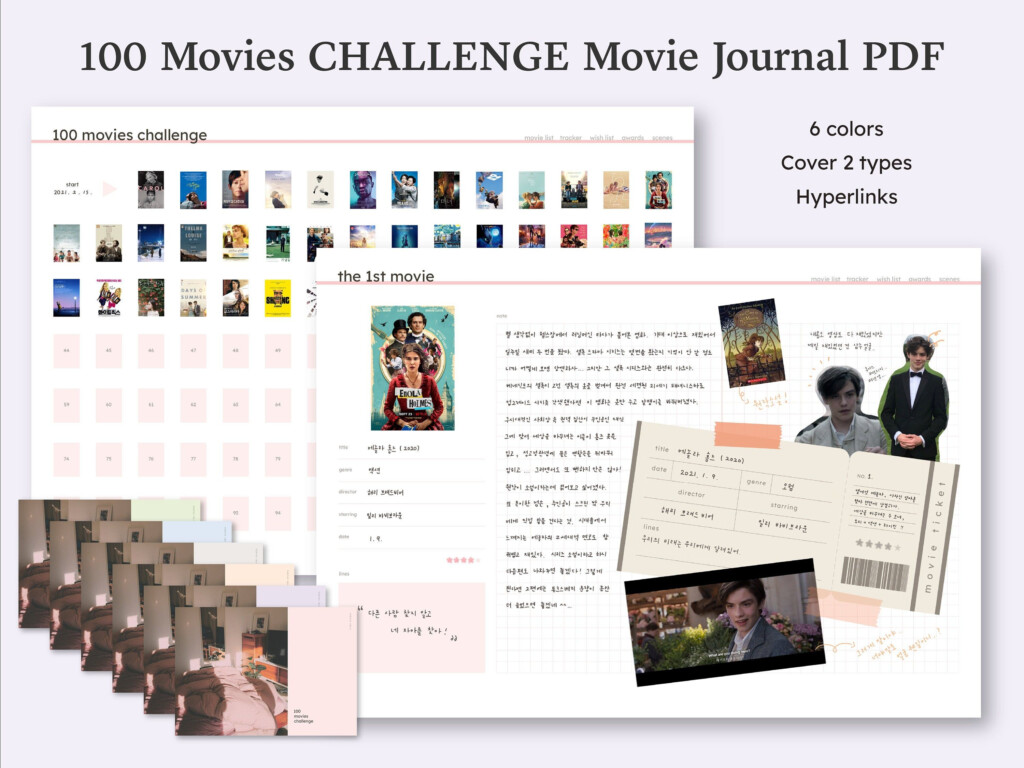 100 Movies Challenge MOVIE JOURNAL PDF IPad Goodnotes Tablet Digital 