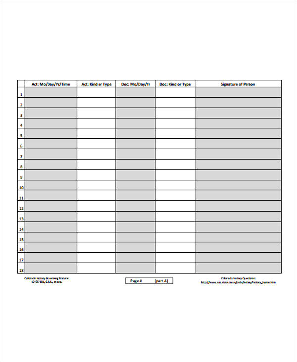 3 Notary Journal Templates PDF