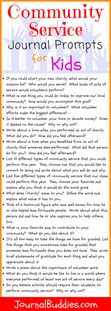 31 Community Service Journal Prompts For Students JournalBuddies