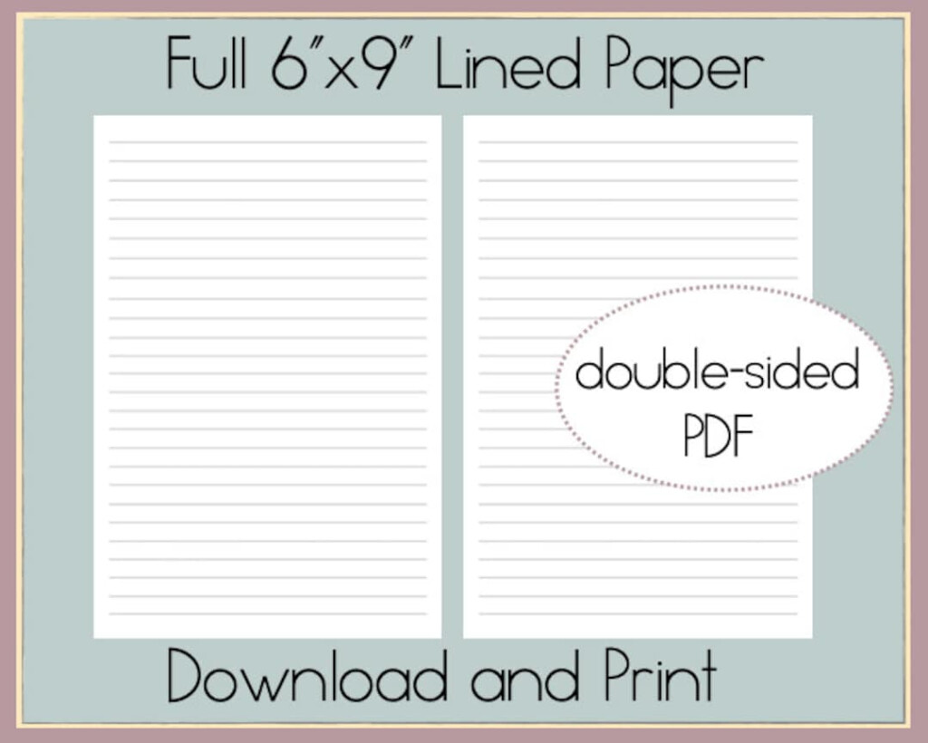 6x9 Lined Paper Download And Print 6x9 Journal Page Single Page 