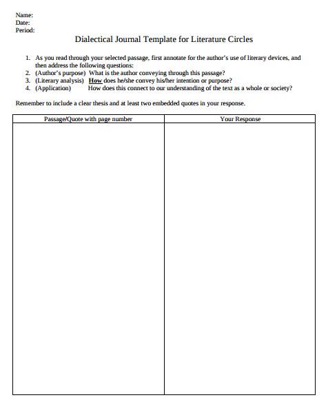 8 Dialectical Journal Templates PDF