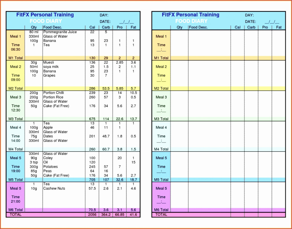 9 Food Journal Excel Template Excel Templates