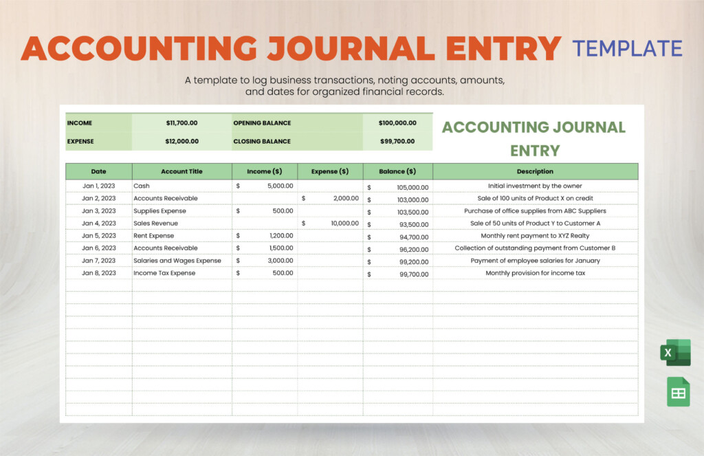 Accounting Journal Entry Template In Excel Google Sheets Download 