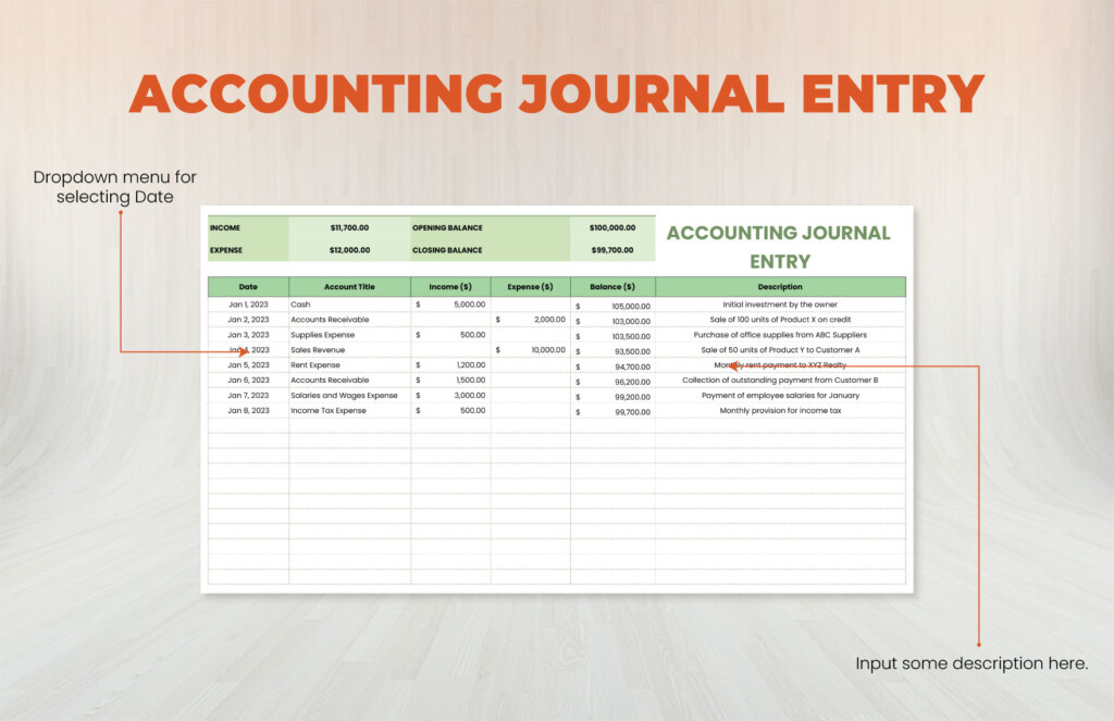 Accounting Journal Entry Template In Excel Google Sheets Download 