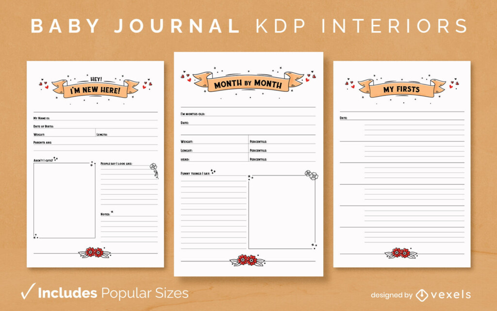 Baby Journal Template KDP Interior Design Vector Download