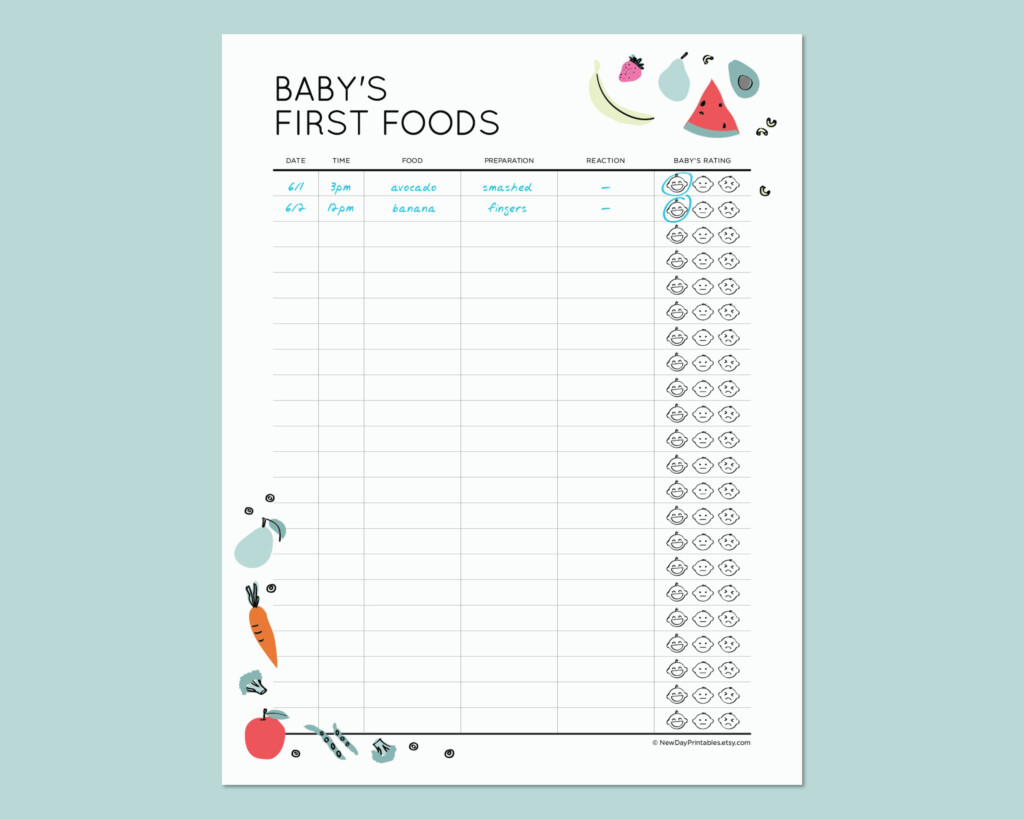 Baby s First Foods Baby Food Log For Parents Nanny Daycare 