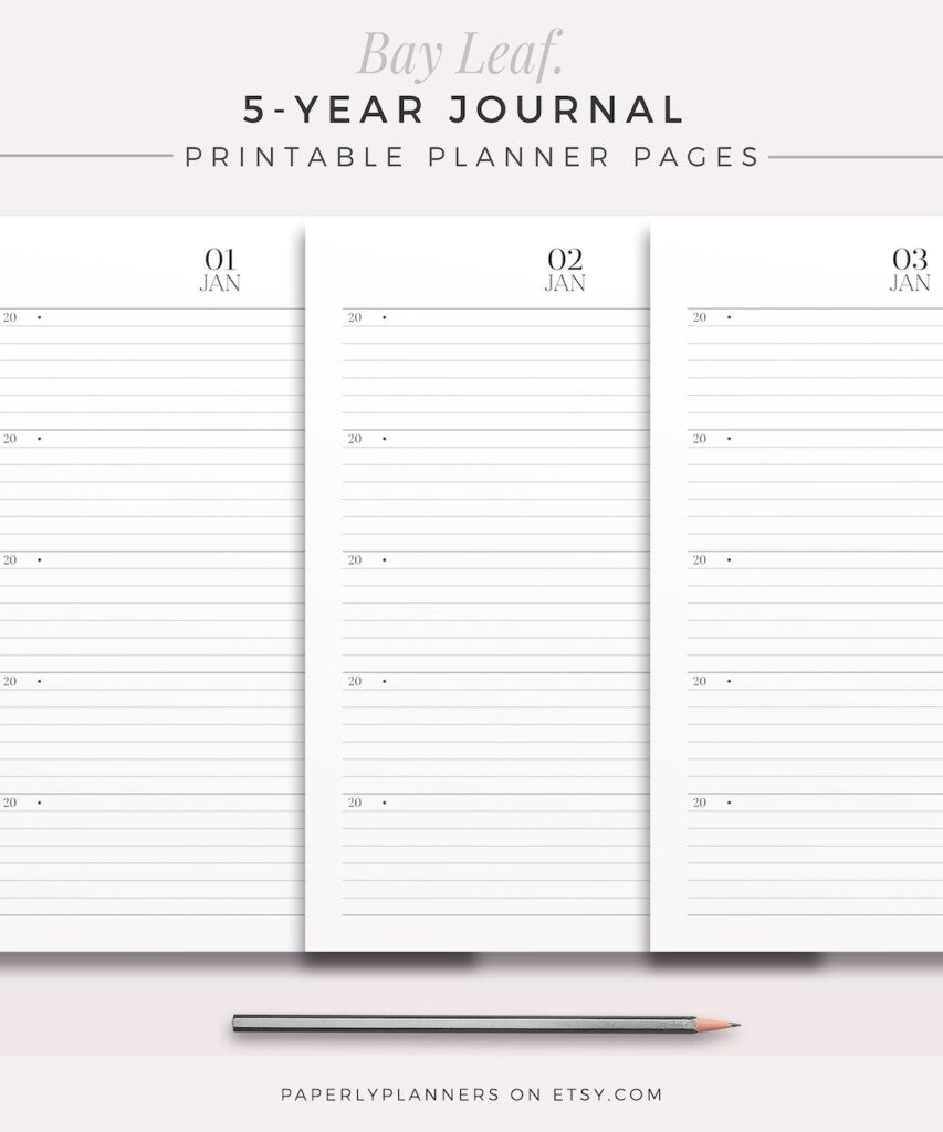 BAY LEAF 5 year Journal A4 LETTER Printable Planner Inserts 