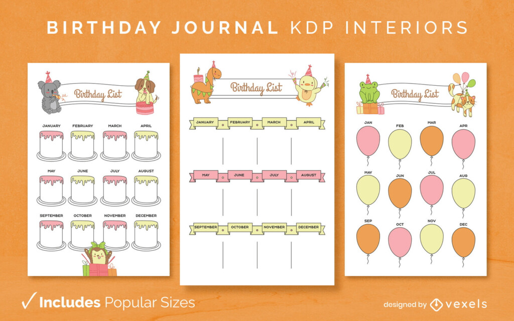 Birthday Journal Design Template KDP Vector Download