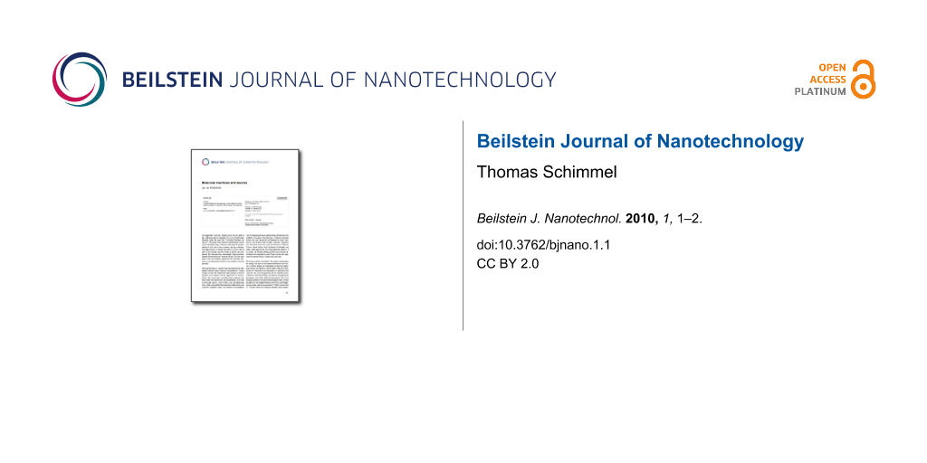 BJNANO Beilstein Journal Of Nanotechnology