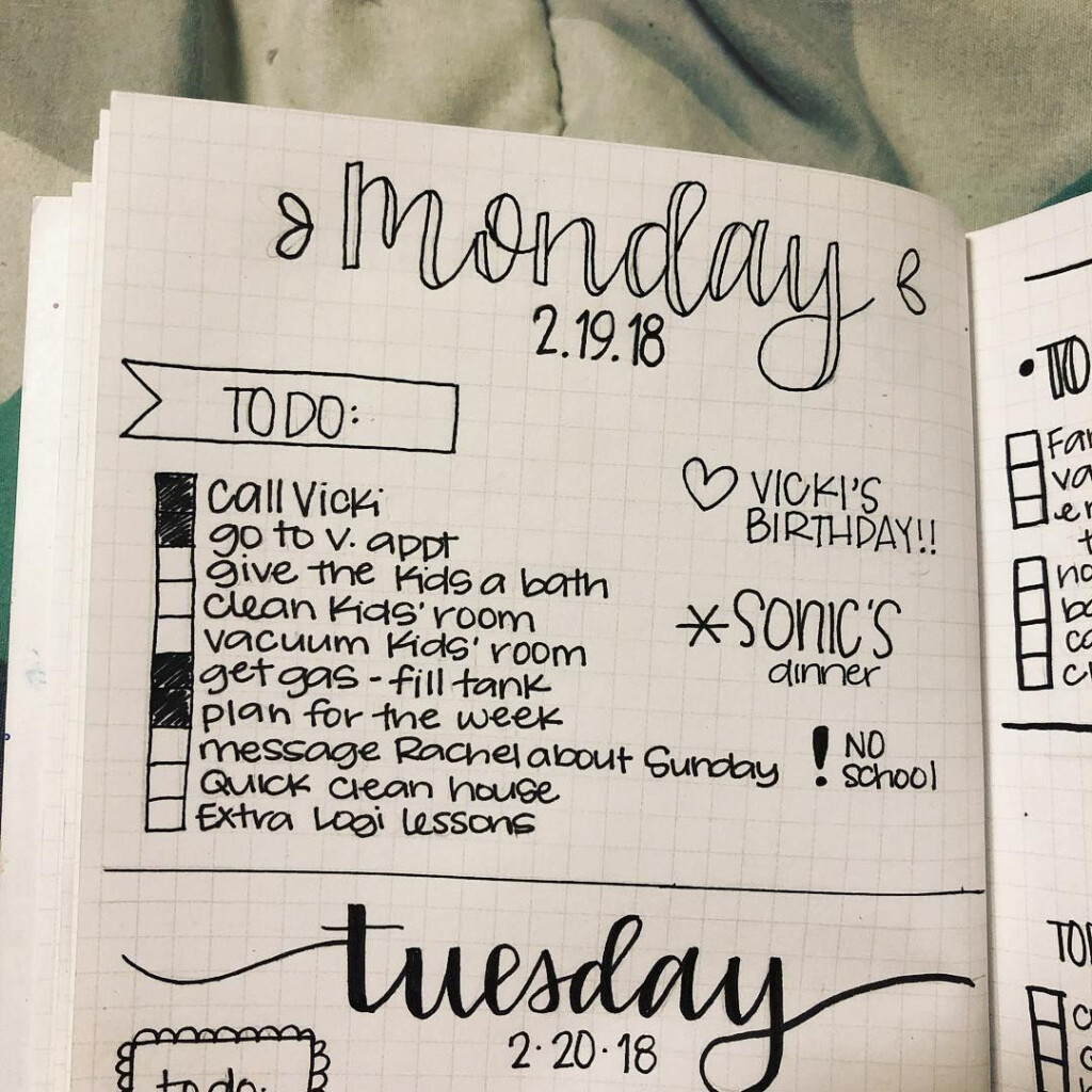 Bullet Journal Daily Task List Bullet Journal Daily Layout 