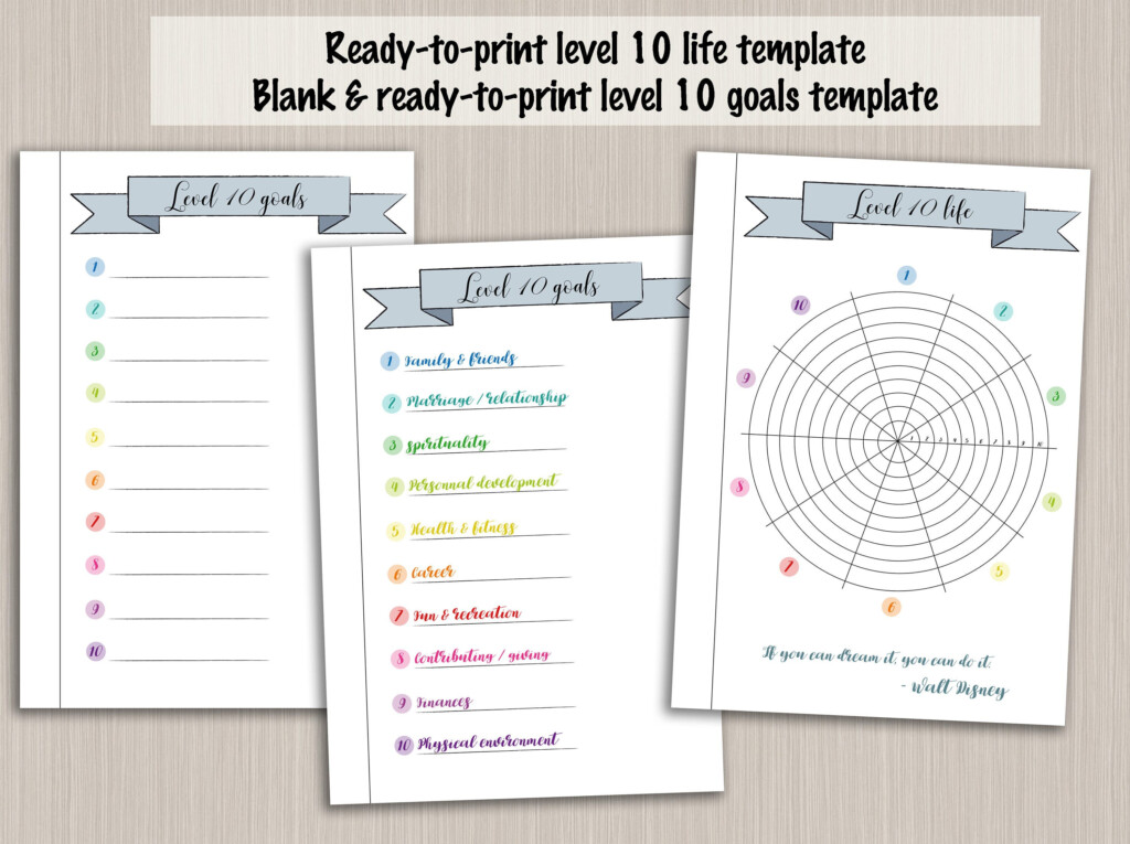 Bullet Journal Printable Level 10 Life Planner Template