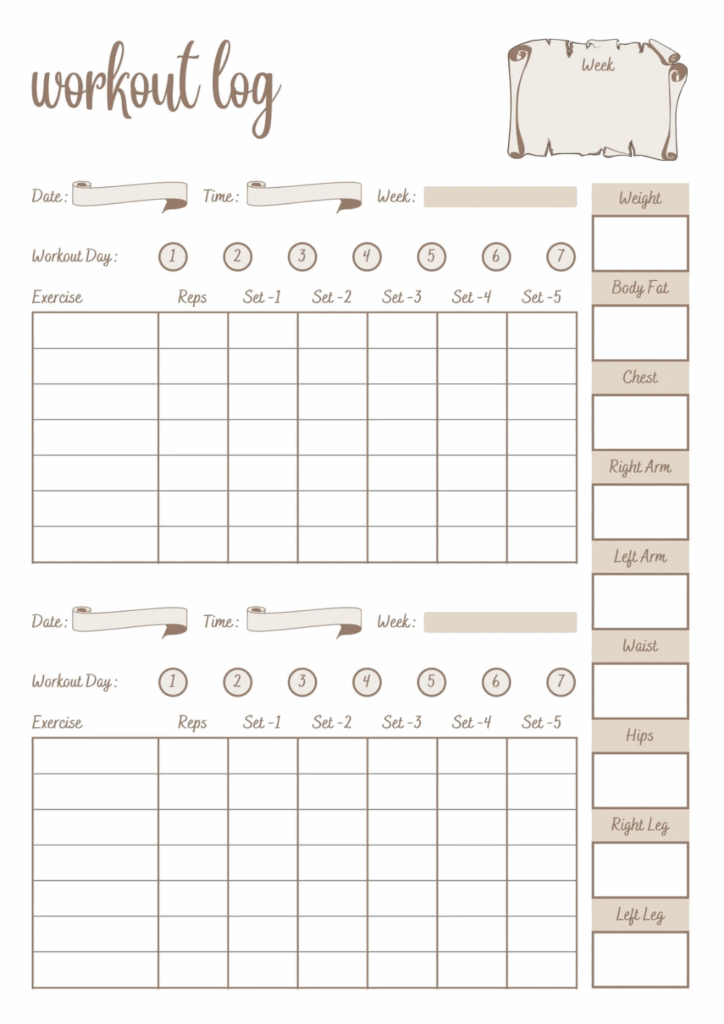 Clean And Elegant Workout Log Templates By Canva