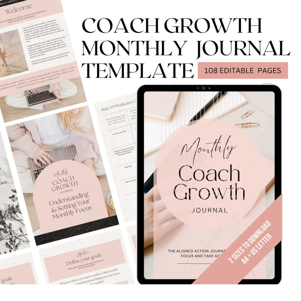 Coach Growth Monthly Journal Editable Coaching Journal Template 