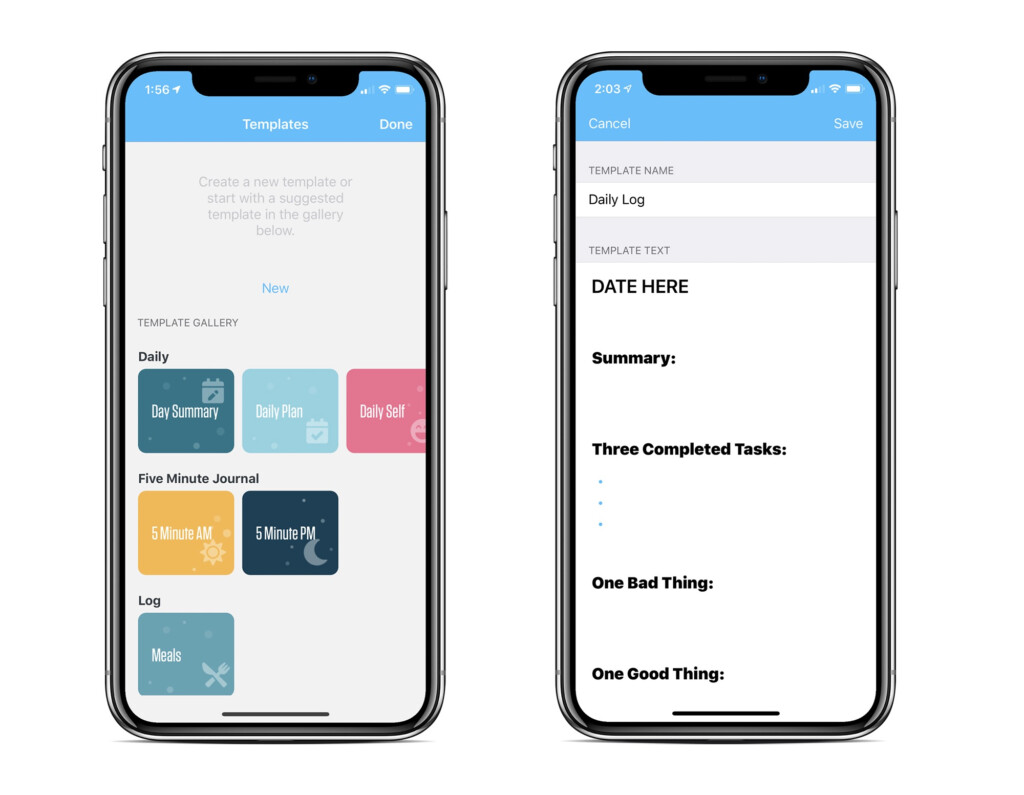 Day One 4 2 For IOS Brings Template For Quick Entries 512 Pixels