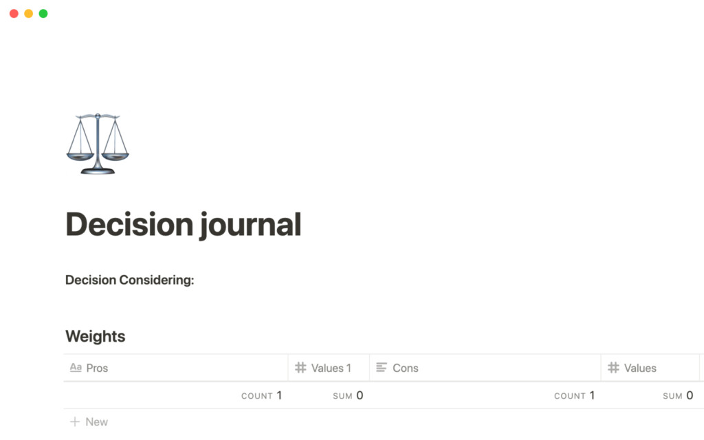 Decision Journal Template By Valentin Perez Notion Marketplace