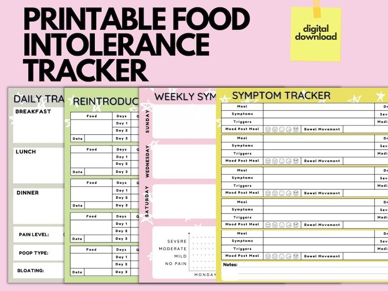 Digital Food Sensitivity Journal For Tracking Of IBS Symptoms Includes 