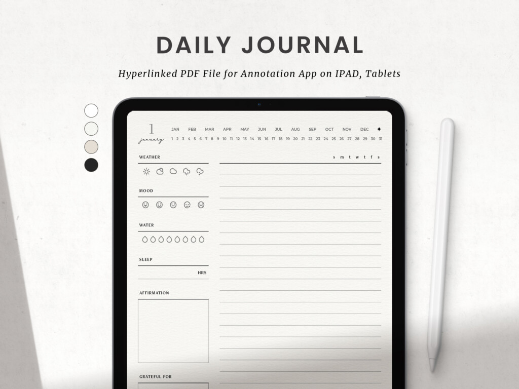 Digital Journal Goodnotes Daily Journal Minimalist Template Etsy Canada