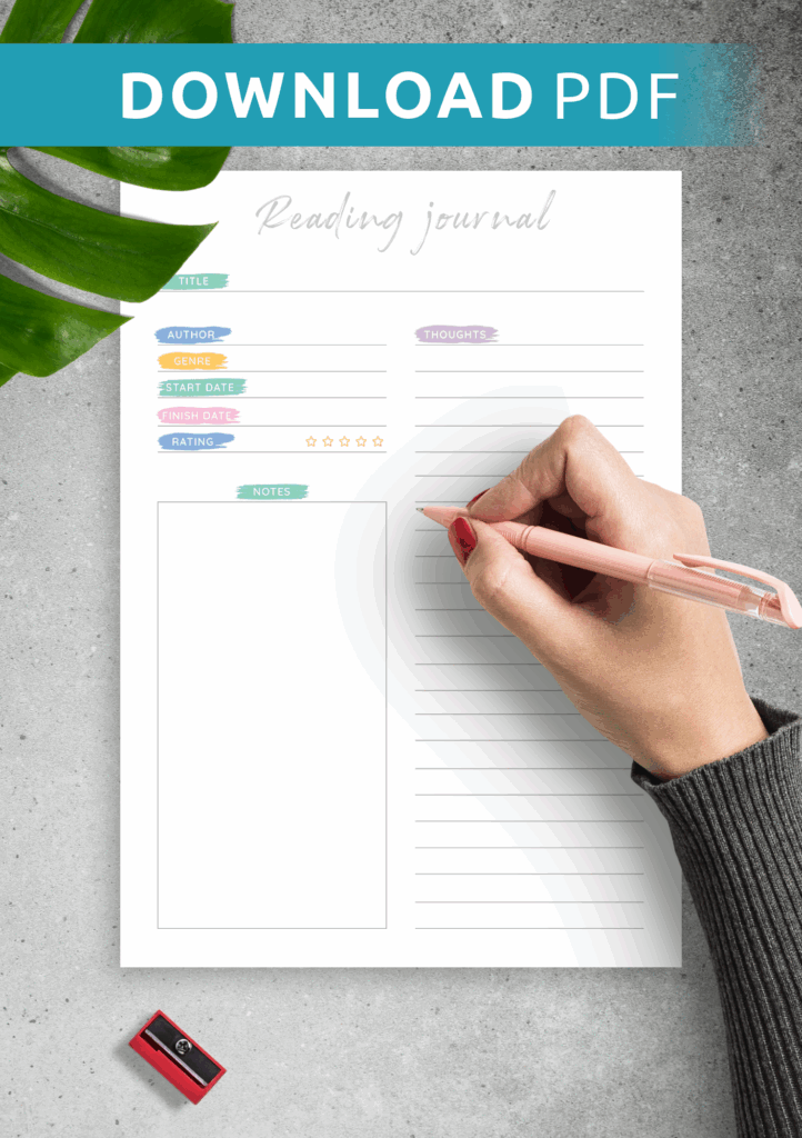 Download Printable Colored Reading Journal Template PDF