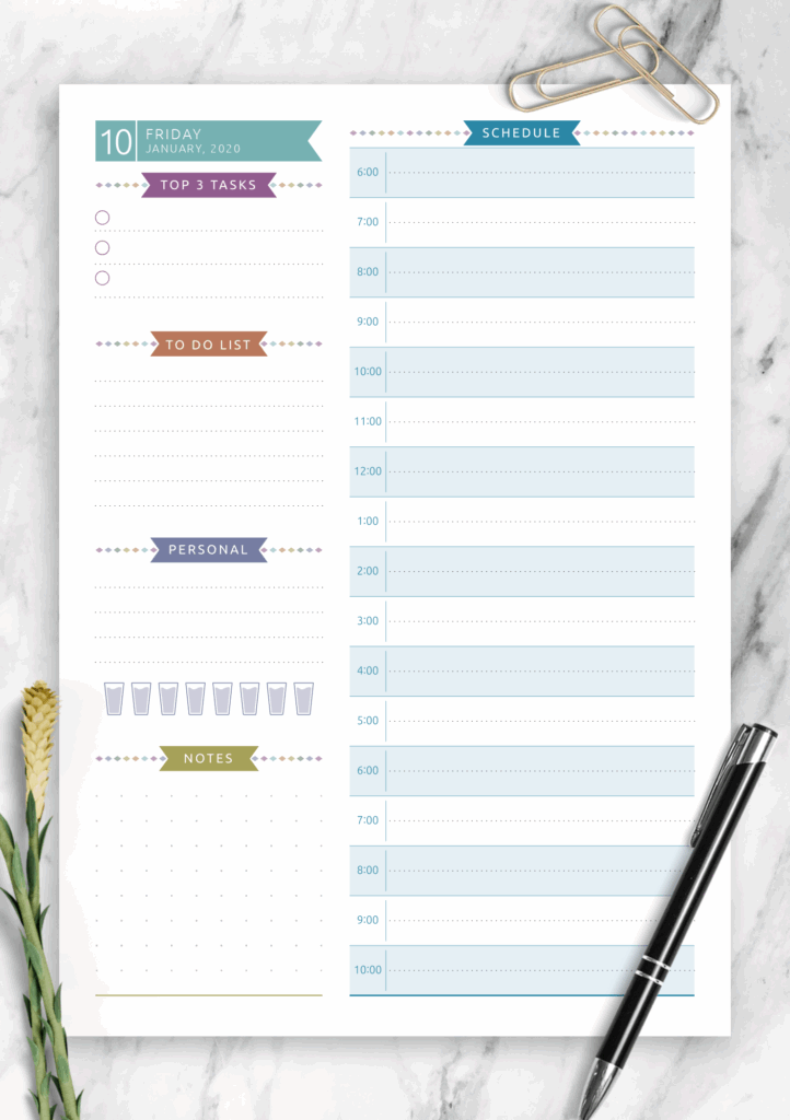 Download Printable Dated Daily Planner Casual Style PDF