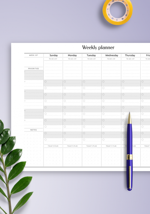 Download Printable Horizontal Weekly Journal Template PDF