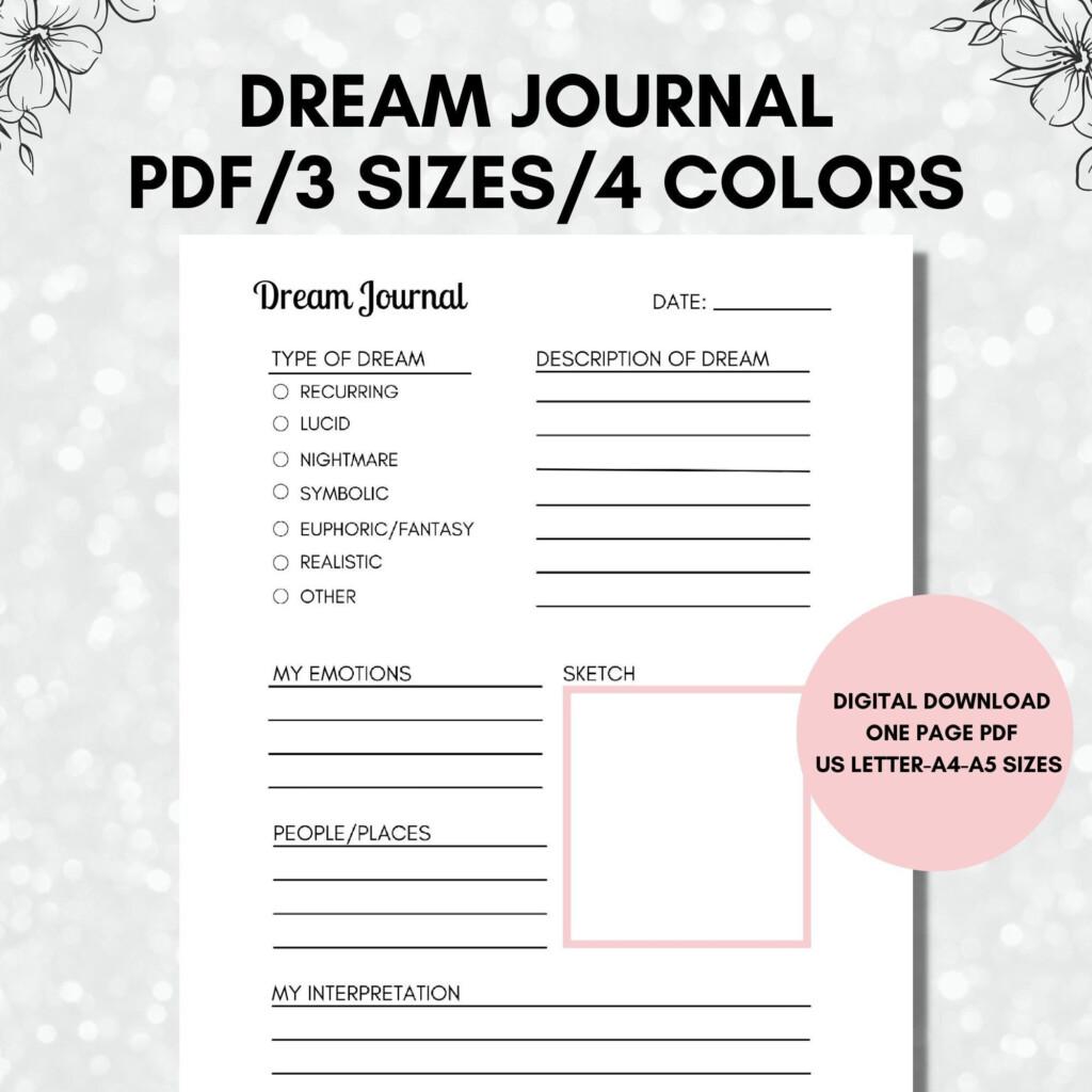 Dream Journal Printable Dream Journal PDF Dream Tracker Dream Diary 