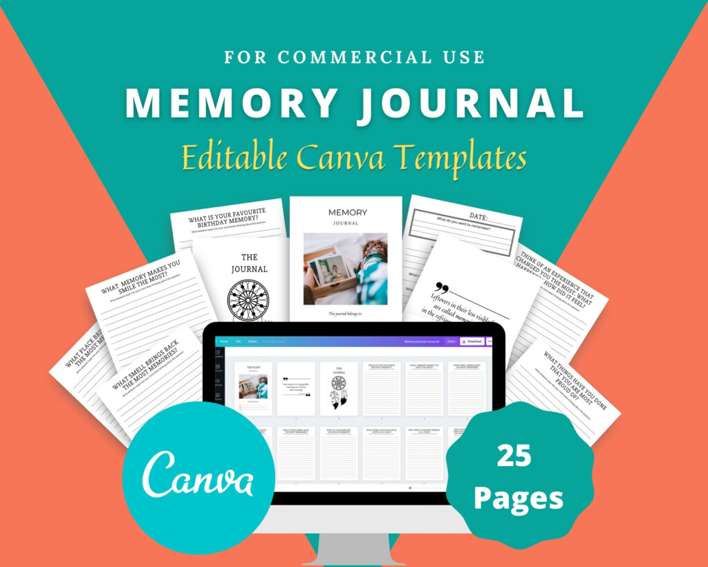 Editable Memory Journal In Canva Canva Template Pack Etsy