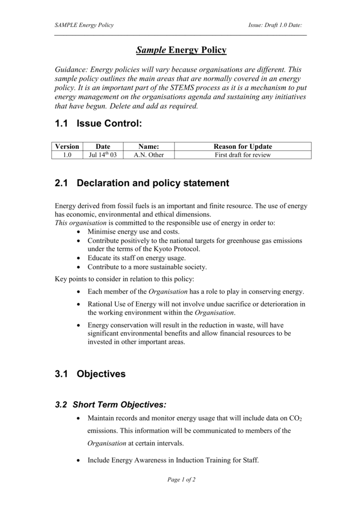 Energy Policy Statement