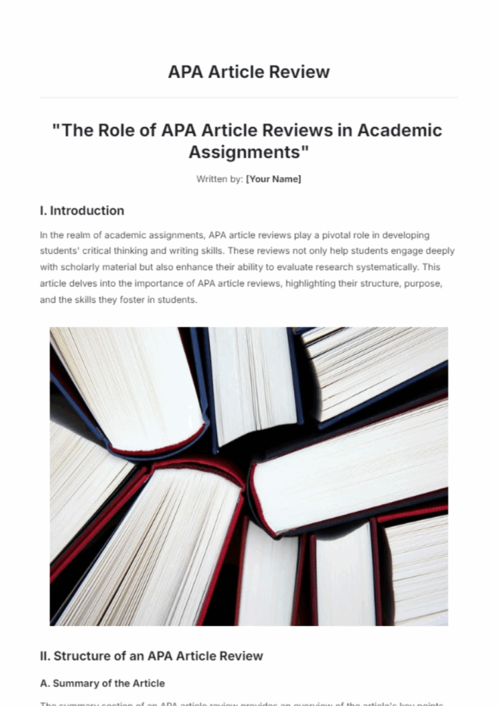 Free APA Article Review Template To Edit Online