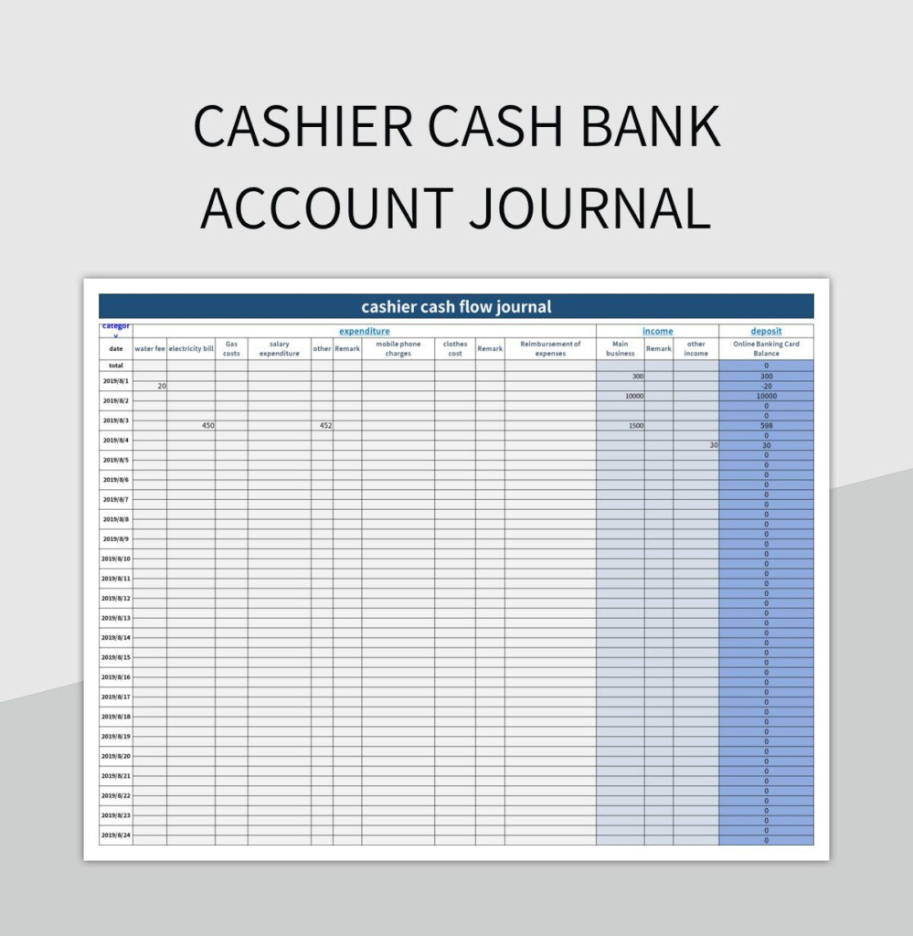 Free Cashier Cash Bank Account Journal Templates For Google Sheets And 