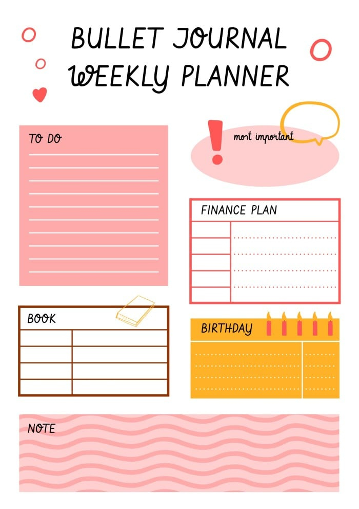 Free Creative Abstract Bullet Journal General Planner Template To Design