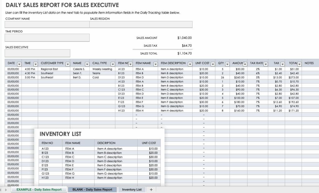 Free Daily Sales Report Forms Templates Smartsheet