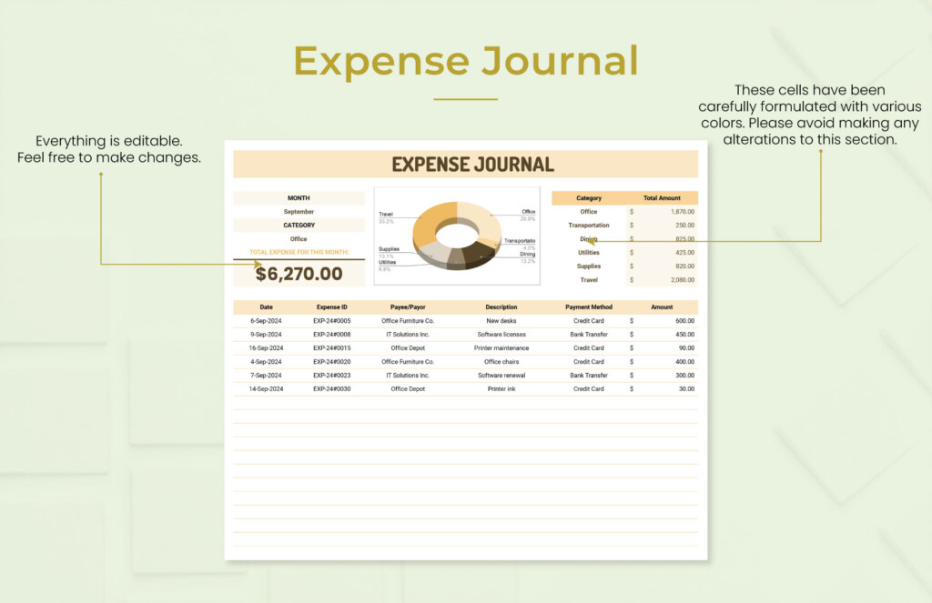 Free Expense Journal Template Download In Excel Google Sheets 