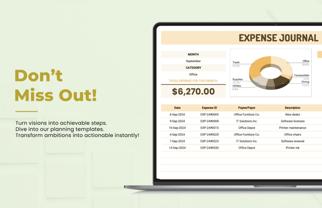 Free Expense Journal Template Download In Excel Google Sheets 
